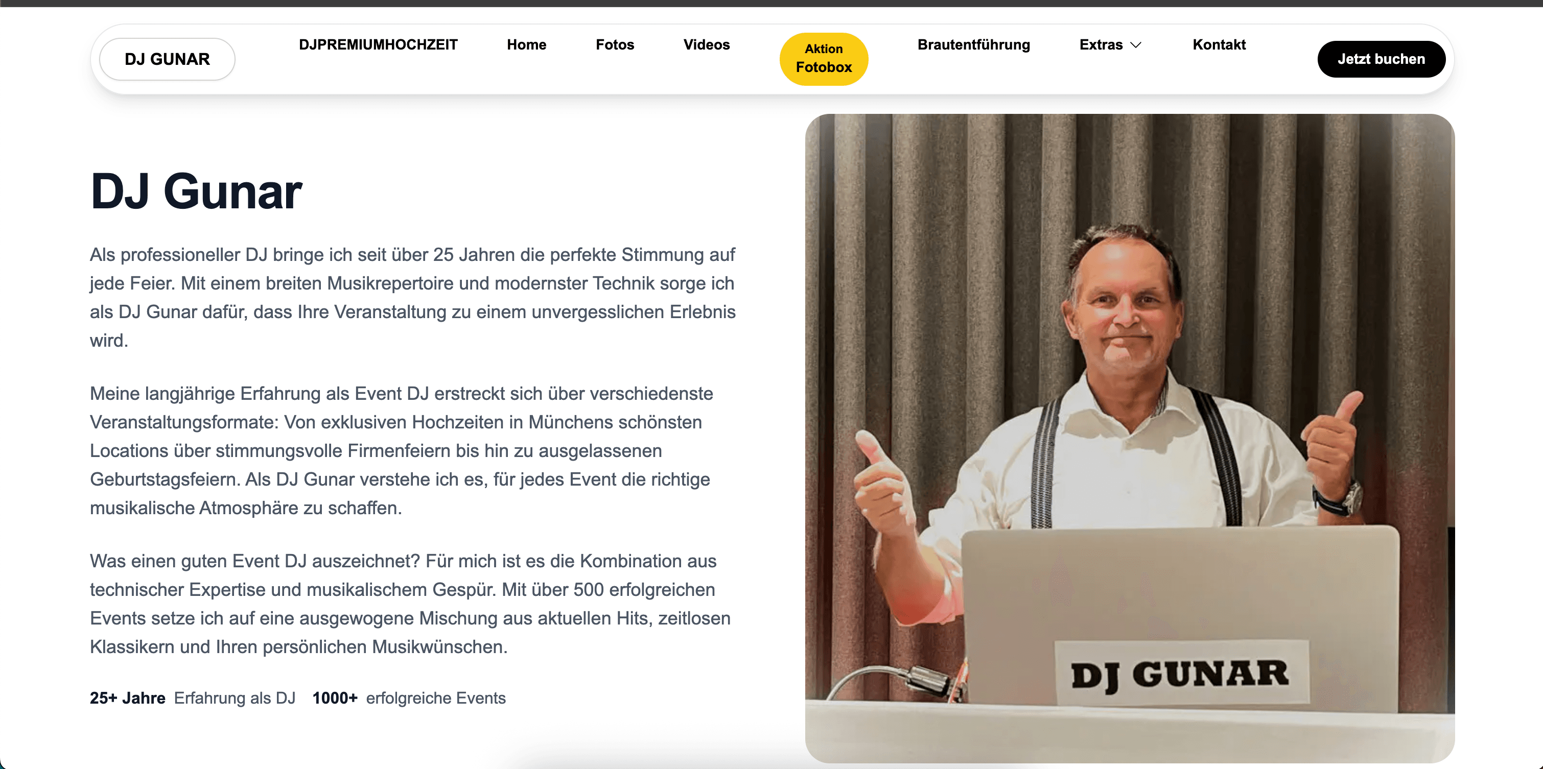 djgunar.de, Referenzprojekt der SEO Agentur Hamburg, Top-Rankings bei Google für relevante Suchbegriffe